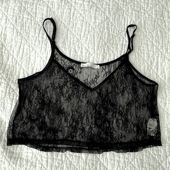 OAK + FORT Tops - NWOT OAK + FORT Sheer Black Lace Camisole